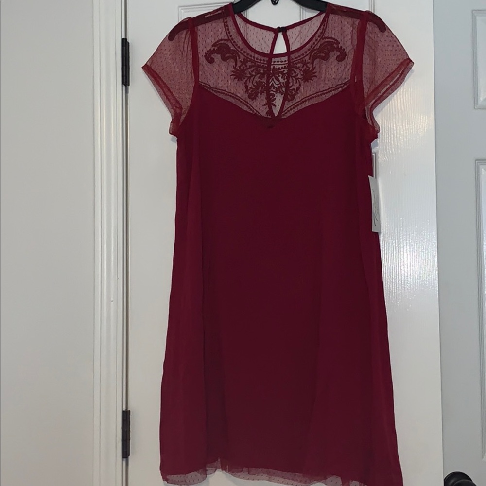 Burgundy red cap sleeve dress